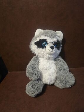 Grey & White Plush Raccoon Stuffed Animal